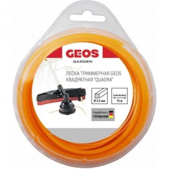 Леска триммерная GEOS квадратная QUADRA, 2.4мм, 15м, в блистере Леска триммерная GEOS квадратная QUADRA, 2.4мм, 15м, в блистере